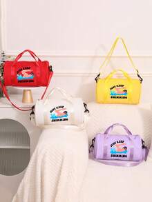 "Just Keep Swimming" Large Capacity Vacation Travel Tote Bag, Unisex Storage Bag Luggage Bag, Dry And Wet Separation Lightweight, Adjustable Crossbody Strap, Durable Fabric, Swimming, Fitness, Dance, Commuting, Outdoor Sports Small Gym Bag, Casual Street Style Minimalist Design, Birthday, Teacher's Day, Thank You Teacher, Back To School Season Gift,Back To School - View 4