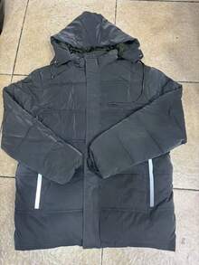 Men's Parka Style Jacket, Cold Weather Coat - Black and White - View 2