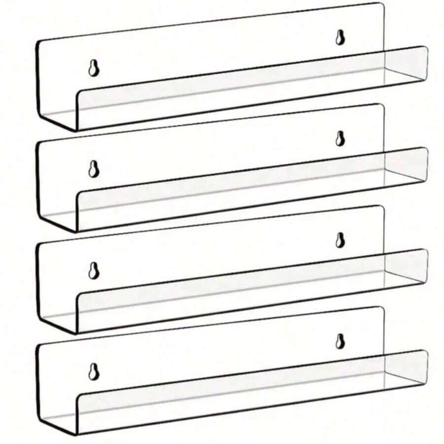 8pcs Vinyl Record Wall Mount Holder, Transparent Acrylic Vinyl Record Storage Box, 1/2 Inch Album R - Clear - View 1
