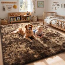 Sour Lemon Large Size Fluffy Rugs, Non-Slip Soft Shaggy Floor Carpet Mats & Rugs For Room Decor, Washable Nonslip Modern Area Rug, Modernstyle Antislip Decorative Carpets For Home Livingroom Bedroom Nursery, Big Rug, Large Rug, Home Decor - Tie-dye Coffee - View 10