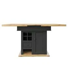 Telescopic Dining Table (110-140*80cm), Folding Kitchen Table For 4 To 6 People, Extendable Table, Space-Saving Kitchen Table, For Kitchen And Living Room, Table With Wine Rack And Drawers - Black - View 8