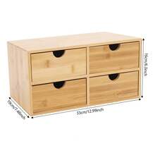 WUPYI Schreibtisch-Organizer mit 4 Schubladen, Schreibtisch-Organizer mit Curved Groove Griffe für Wohnzimmern, Schlafzimmern, Studienräumen, Büros - Holz - Übersicht 2