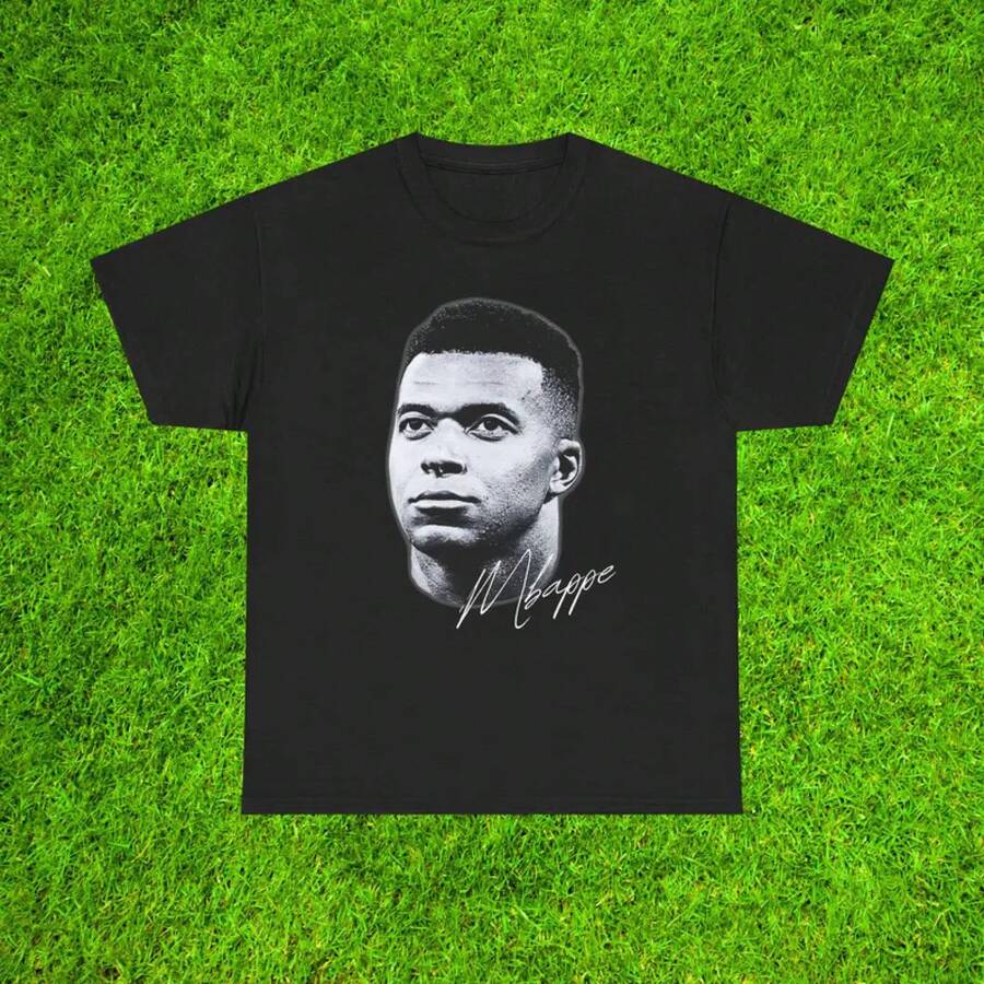 Herren Vintage Fußball-Grafik-T-Shirt | Retro Fußball-Legenden Streetwear T-Shirt, Lässiges Oversized Sommer-Top, Geschenk für Französische Fußballfans - Schwarz - Übersicht 1