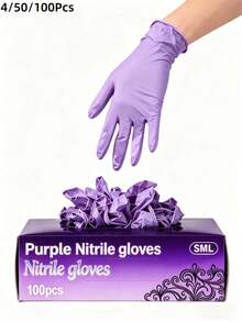 High Quality Disposable Gloves (4/50/100pcs), Multiple Colors Available, Latex-Free Powder-Free, Durable Waterproof Household Cleaning Gloves. Size: S, M, L, XL (Excluding Packaging Box). - Black - View 8