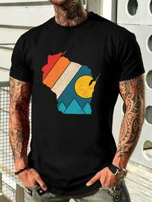 T-shirt vintage  con grafica, tessuto di alta qualità, stile street hip-hop, comoda, resistente, stampa di grande impatto. - nero - Visualizzare 2