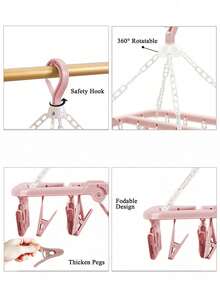 1PC Rotating 32-Clip Plastic Drying Rack-Space Saving Foldable Hanger For Socks,Underwear&Small Laundry,Ideal For Bedroom, Bathroom,Wardrobe,Dorm Storage&Laundry Room Organization,Back-To-School Essentials,Gift Must Be Selected - Multicolor - View 9