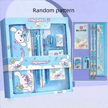 Set Alat Tulis 12 Buah, Kotak Hadiah Kartun Mewah Warna Ungu & Merah Muda, Termasuk Tempat Pensil, Pensil, Penggaris, Penghapus, Perlengkapan Sekolah. - MultiWarna - View 2