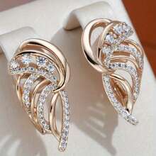 1 paire de boucles d'oreilles de luxe légères et exquises avec motif tourbillon vintage, conçues pour les femmes, bijoux élégants et à la mode, convenant comme cadeau - Doré - Voir 3