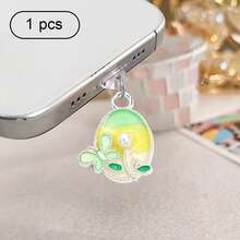Pearl Butterfly Flower Phone Dust Plug, Painting Style Phone Charging Port Decor Unique Accessory, Anti-Lost Pendant Compatible With All Phone Models - Multicolor - View 20