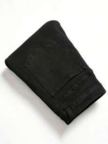 1pc YK2 Plus Size Men's Slim Fit Skinny Jeans Streetwear - Black - View 5
