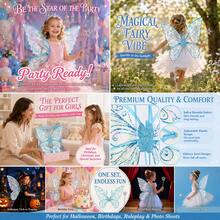 Sparkly Butterfly Fairy Wings, Iridescent Costume Accessory With Star Wand For Cosplay  Kids Parties - Sky Blue - View 3