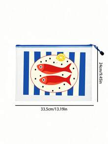 Waterproof Fashion Beach Bag With Cute Fish Pattern And Lemon Decor, Ocean Theme Large Capacity Transparent Makeup Bag With Nylon Zipper, Lightweight Sun-Protective Storage Pouch, Multi-Functional Organizer Bag, Perfect For Swimming, Beach, Diving And Summer Vacation, Back To School Season, Gift For Friends, Family, Besties, Classmates, Unique Birthday Gift, Holiday Gift, Party Gift And Back To School Gift - Multicolor - View 7