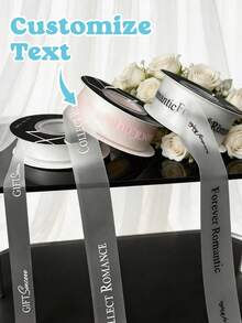 Custom Printed Satin Ribbon, Personalized Printed With Name Or Logo | Wedding Favor Custom Printed Satin Ribbon - Wedding Gift Packaging - Wedding Ribbon - Anniversary Gift Packaging - Multicolor - View 4