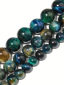 Natürliche Galaxie Blau-Grün Tigerauge Perlen für Schmuckherstellung, 6/8/10mm lose Steinperlen für Schmuckherstellung DIY Halskette Armband Zubehör - Verschiedenfarbig - Übersicht 6
