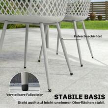 Set Of 4 UV-Resistant Plastic Garden Chairs With Armrests And Backrest, 56 X 51 X 84 Cm, Grey - Grey - View 7