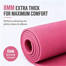 8mm Thick EVA Yoga Mat, Non-Slip Double Sided Exercise Mat, Comfortable Fitness Mat For Home Yoga, Pilates, Workout - 粉色 - 查看 2