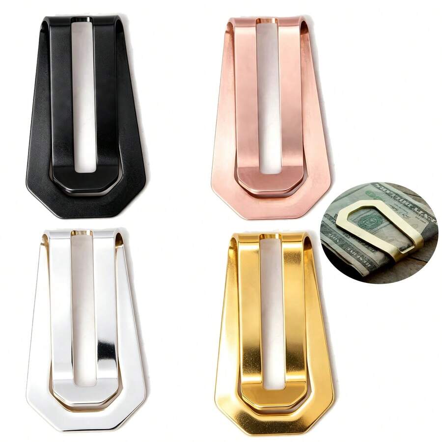 New Copper Belt Tail Clip, Webbing Strap End Clip, Multi-Function Metal Clip For Belt, Phone Back, Business Card, Portable Daily Accessories Ready - Gold - View 1