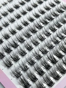 MIOFIA 新款 120入/組 混長俄羅斯濃密睫毛，8mm-14mm 混長，自然風格俄羅斯扁平濃密蓬鬆手工貂毛睫毛簇，DIY居家使用，類貂毛質感，自然柔軟，增強眼妝效果 - D - 查看 2
