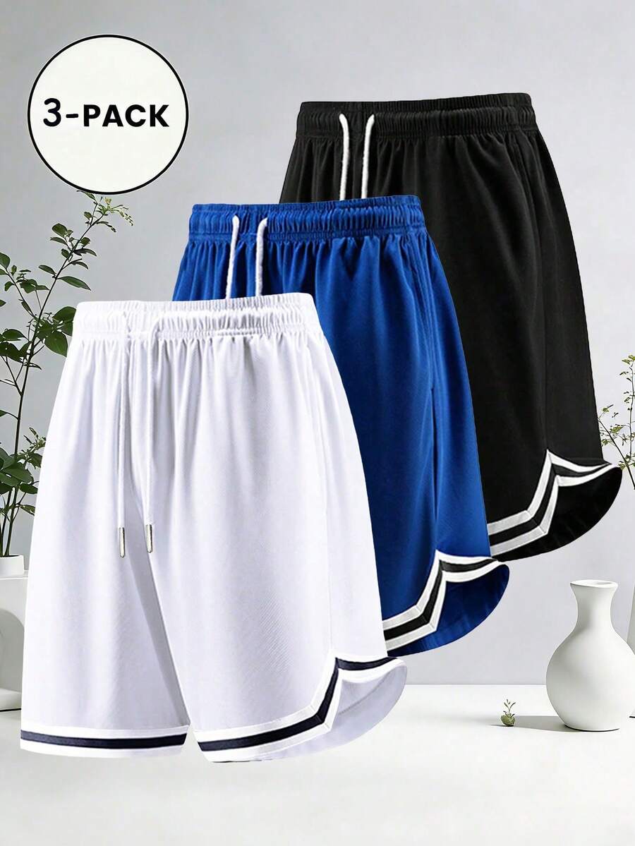 Men's Drawstring Waist Striped Pattern Sports Shorts Outdoor Casual - Multicolor - View 1