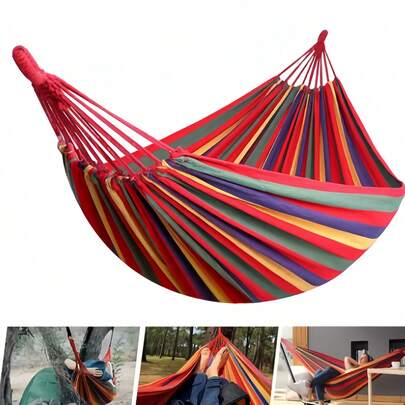 1 pieza Hamaca de lona para exteriores, hamaca de camping y ocio con cuerdas para atar a los árboles, excelente rendimiento de soporte de peso, adecuada para jardín, patio, patio trasero y otros escenarios