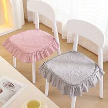 1 pieza Cojín acolchado para silla con falda, estilo, adecuado para todas las estaciones, suave y transpirable, antideslizante, lavable a máquina, uso diario, 17.7in/45cm*17.7in/45cm - en forma de D - Ver 9