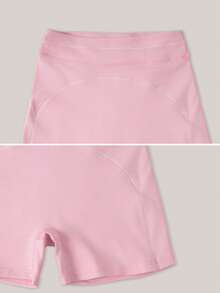 TimeOff Women's 1pc Contrast Color White Line High Waist Tummy Control Sports Shorts - Pink - View 4
