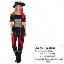 Caribbean Pirate Role Play Costume Set For Women, Captain Jack Style, Adult Halloween Party Outfit - Multicolor - View 11