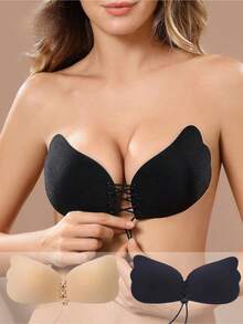 YIYANG 2/1pc Wedding Invisible Push-Up Bra - Self-Adhesive Transparent Straps, Women's Push-Up Tank Design, Smooth Invisible Lift, Suitable For Sleeveless Clothing, Invisible Lingerie Elegant Strapless Bra Self-Adhesive Cups - Multicolor - View 1