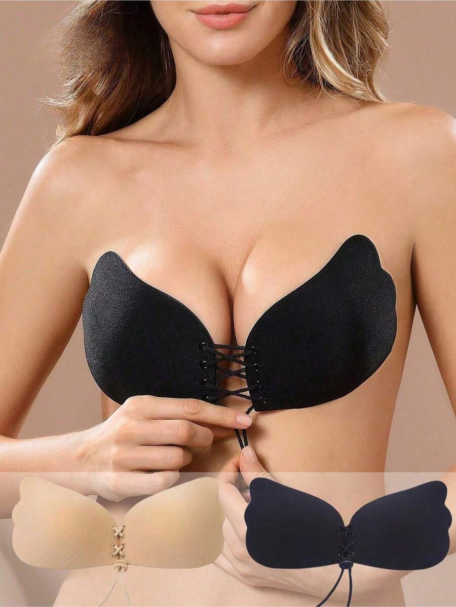 YIYANG 2/1pc Wedding Invisible Push-Up Bra - Self-Adhesive Transparent Straps, Women's Push-Up Tank Design, Smooth Invisible Lift, Suitable For Sleeveless Clothing, Invisible Lingerie Elegant Strapless Bra Self-Adhesive Cups - Multicolor - View 1