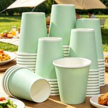 50/40/30/25/20/10/5pcs Paper Cups, Party Cups, Sage Green Paper Cups, Cold Drink Cups And Coffee Cups, Party Drinkware, Suitable For Birthday Parties, Weddings, Mother's Day - Light Green - View 7