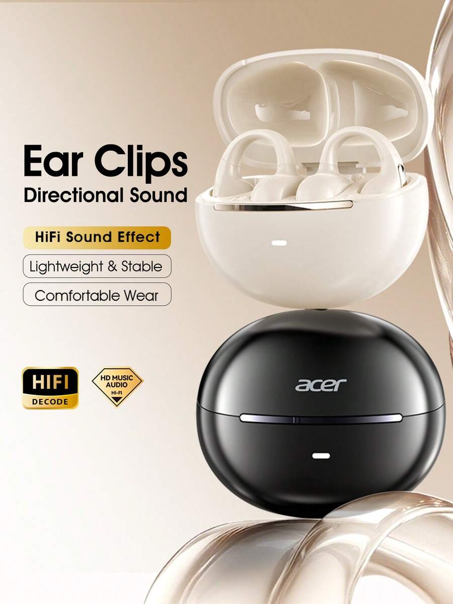 Auriculares inalámbricos Acer OHR567 con clip para oreja, diseño cómodo de oído abierto, Bluetooth 5.4, sonido direccional, calidad de sonido envolvente, adecuados para deportes, correr, ciclismo, estuche de carga de 300mAh - Ver 1