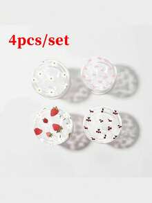 4pcs/Set Minimalist Cute Transparent Phone Stand, Flower, Bow, Strawberry, Cherry Phone Airbag Stand, Smartphone Grip, Adhesive Phone Case Stand, Cute Gift For Friends - Printing Stand - View 9