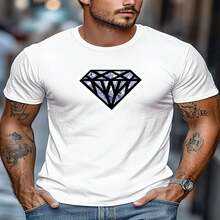 Remera con gráfico de diamante en estilo de cristal, un dise?o versátil que combina con jeans y shorts. - Blanco - Ver 2