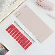 Solid Color Long Strip Transparent PET Index Tabs With Ruler Paper Card, Minimalist Writable Self-Adhesive Page Markers, Clear Sticky Flags For Book Annotation, Journal Making, School & Office Stationery Supplies - Multicolor - View 3