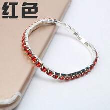 1pc New European And American Style Jewelry, Full Rhinestone Multi-Color Single Row Elastic Women's Bracelet, Single Row Full Rhinestone Elastic Cord, Beautiful For Layering - Multiple Styles - View 9
