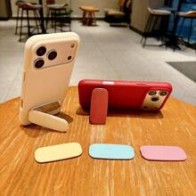 1pc Faux Leather Texture Mirror Phone Stand Makeup Mirror, Fashion Adhesive Foldable Mirror Back Sticker, Horizontal & Vertical Dual Use Portable Desktop Stand - Multicolored Stars - View 8