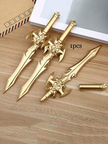 Creative Sword Shaped Gel Pen, Cool Fantasy Weapon Style Ballpoint Pen, 0.5mm Black Ink Writing Pen For Students & Office, Back To School - Multicolor - View 16