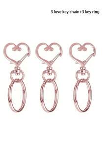 20pcs/Set Heart Shaped Swivel Buckle Hook With Key Ring - (10 Key Chain+10 Key Ring) Colorful Metal Spring Buckle Suitable For DIY Crafts, Jewelry - Multicolor - View 15