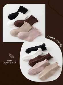 5 Pairs/1 Pair Baby Socks Ruffle Trim Vintage Princess Socks 0-5 Years Old - Multicolor - View 6