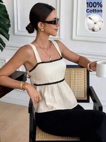Camiseta sin espalda con lazo informal para mujer en verano - Albaricoque - Ver 1