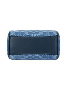 Coach Rowan 18 Monogram Zippy Small Satchel Purses Boston Handle Handbag - Denim Blue - View 9