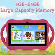 Qetupa 7-Inch Android 14 Kids Tablet With Shockproof Case,4GB RAM + 64GB ROM, 1024*600 IPS Touchscreen, 3500mAh Battery, 2MP + 5MP Dual Cameras, Bluetooth And Wi-Fi Connectivity, Suitable For Early Education, Reading, And Games, Enjoy Entertainment Anywhere; A Holiday Gift For Boys And Girls (Power Adapter Not Included, SIM Card Not Supported). - Red - View 6