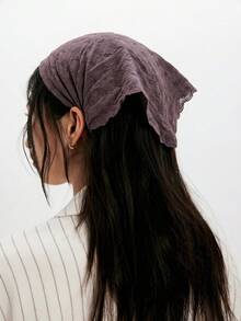 1pc Original Floral Embroidered Rolled Edge Headwrap Hair Band For Women, Suitable For Daily And Vacation Use Summer Hair Accessories Beach Scarf Vacay Women Bandanas - Purple Sweet Potato Color - View 2