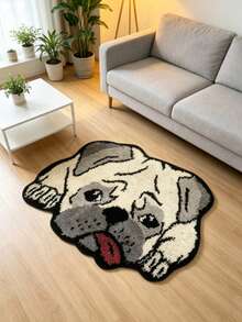 1pc Tongue-Out Pug Shaped Rug, Pink Bedroom Decor, Small Rug, Carpet, Home Decor, Living Room Rug, Living Room Small Rug, Bedroom Rug, Living Room Home Decor, Outdoor Rug, Washable Rug - Multicolor 4 - View 6