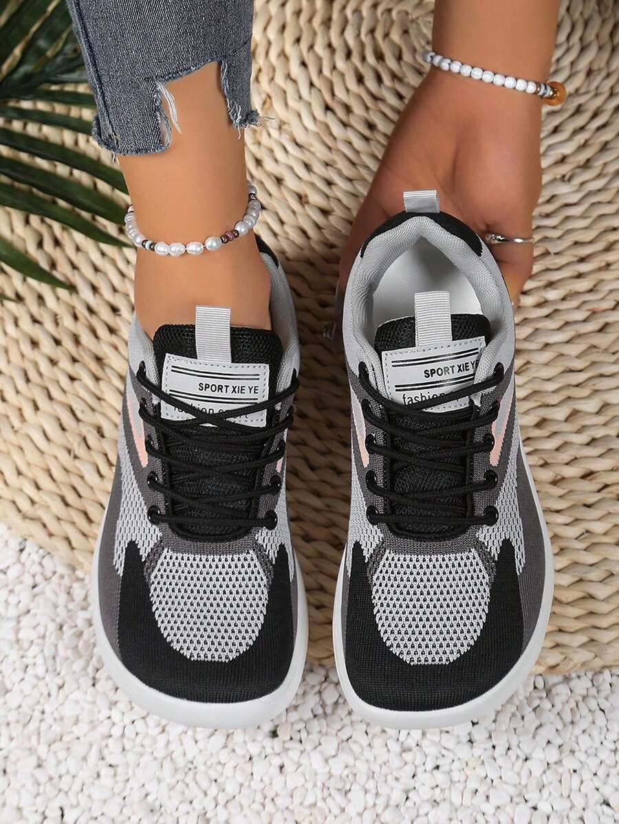 Women's Plus Size Wide Fit Lace-Up Breathable Multi-Color Patchwork Mesh Upper Daily Versatile Casual Fashion Wide Fit Sneakers