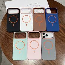 Color Block Border Ultra-Thin Round Magnetic Phone Case, Compatible With IPhone 17/17 Pro/17 Air/17 Pro Max/16/16 Pro/16 Pro Max/15/15 Pro/15 Pro Max/14/14 Pro/14 Pro Max/13/13 Pro/13 Pro Max/12 Series 11. TPU Soft Shell, Shockproof And Anti-Drop, Minimalist Design, Soft And Durable, Suitable For Users And Smartphone Users. - White - View 5