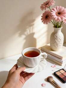 6 Sets / 1 Set 90ml (Approx. 3oz) Nordic Style Minimalist Pure White Textured Ceramic Cup And Saucer Set, Minimalist Aesthetic Drinkware Suitable For Home Cafe Use, Espresso Cup For Afternoon Tea, Mother's Day Gift, Graduation Gift, Summer Kitchen Essential, Birthday Decoration, Kitchen, Espresso Cup And Saucer Set, Coffee Cup Set, Tea Cup Set, Ceramic Cup Set - Multicolor - View 10