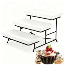 TAIMASI 3-Tier Foldable Dessert Stand For Football Party, Includes 3 Plastic Trays, Suitable For World Cup Party, Wedding, Family Gathering And Holiday Table Decoration Cupcake And Snack Display Stand - Multicolor - View 10