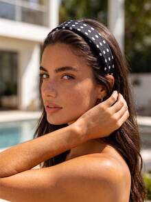1 Pc Classic Polka Dot Headbands Wide Padded Hairbands For Women Girls Black White Hair Accessories Hair Accessories Tropical 4th Of July Summer Clip - Multicolor - View 6