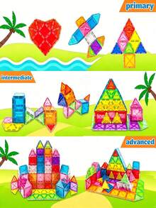 Glowing Window Magnetic Building Blocks Set, 3+ Years Old Children Light And Shadow Construction Toy, Transparent Glowing Blocks Can Create Various Structures - Multicolor - View 3